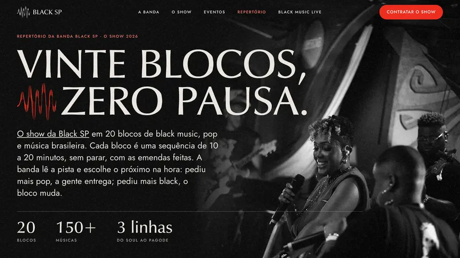 Black SP: REPERTÓRIO DA BANDA BLACK SP · O SHOW 2026