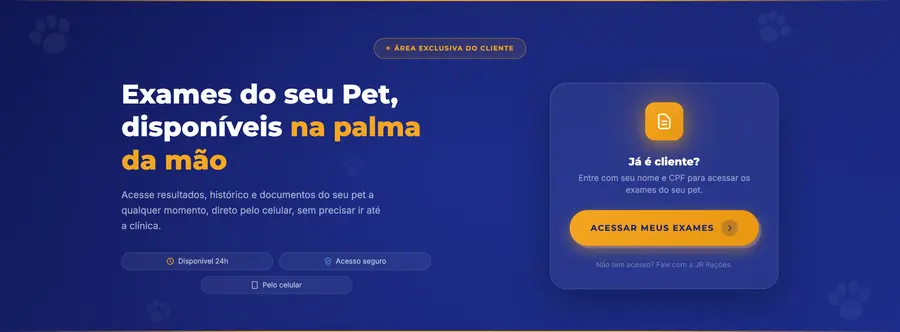 JR Rações: Exames do seu Pet, disponíveis na palma da mão