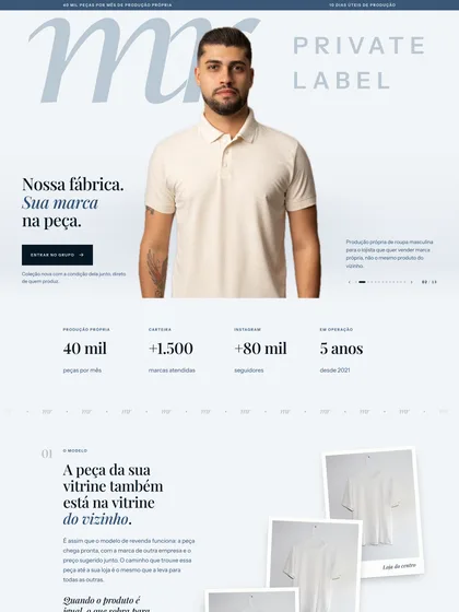 A landing page da MR Private Label aberta num notebook e num celular
