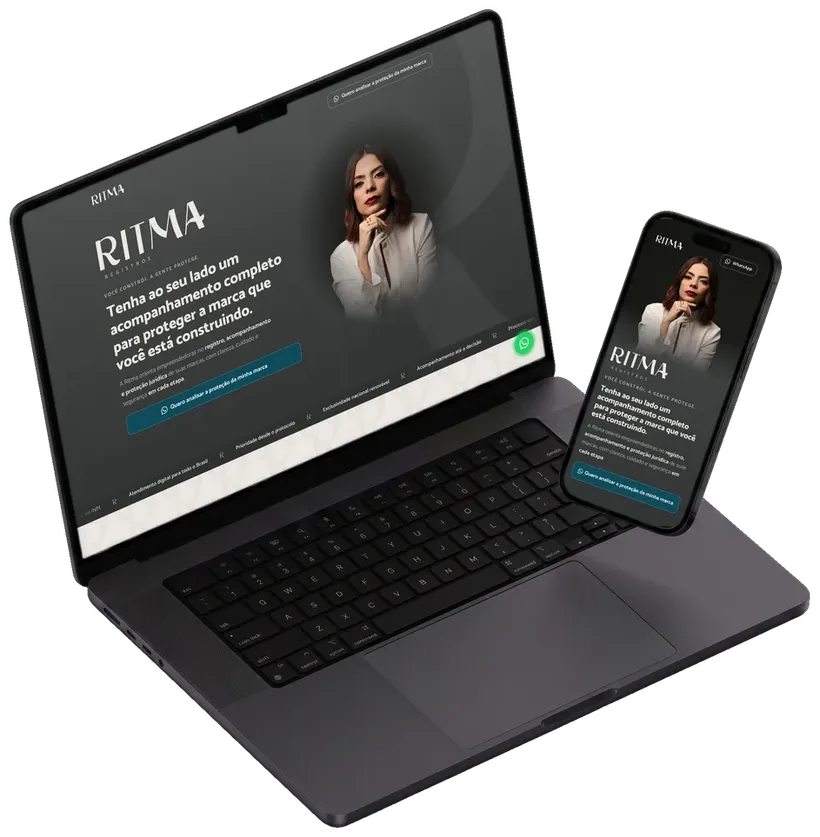 O site da Ritma Registros aberto num notebook e num celular